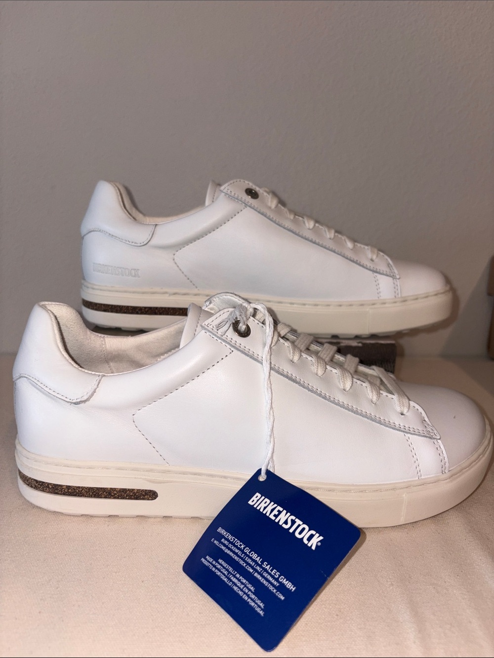 Birkenstock White Leather Low-Top Sneakers